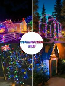 1 pieza Guirnalda de Luces Solares para Exteriores - 300/200/150/100/50 LED, Luces de Hadas Solares de Alambre de Cobre, IP65 Impermeable, 8 Modos de Iluminación, Adecuado para Jardín, Terraza, Boda, Acampada, Fiesta, Patio, Decoración de Árbol de Navidad, Navidad, Halloween, Luces de Decoración para el Día de San Valentín (Blanco Cálido/Blanco/Color/Azul/Rosa/Rojo)