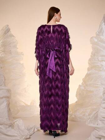 Mgiacy,New Arrival,Round Neck,Elegant,Large Women's Arabic Burqa,Belt,Dolman Sleeve,FOR,Vacation,Casual,Party Dress,Wedding Guest Dress, Evening Dress