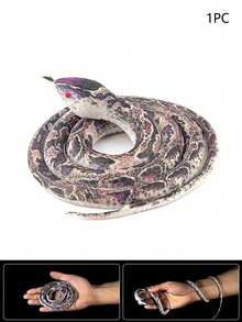 1pc Realistic Soft Rubber Snake Prop, Vivid Patterned Python Design, Scary Animal Snake Toy, Flexible & Washable, Halloween Party Gag Gift, Christmas Present