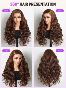 MEGALOOK 13x4蕾丝前假发,波浪卷发,真人发丝,透明蕾丝前假发,4号深棕色,预先拔毛,细结,自然发际线,100%真人发丝,婴儿发,手工编织,轻盈帽型,全天舒适,极少掉发 - S4 - 查看 7