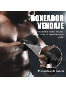 NIAWEA 2 Piezas Vendas para Box (5 Metros) Y 2 Roll Vendaje Deportivo (5cmx4.5m),Vendas Elásticas de Boxeo,Protección de Muñecas y Nudillos para Estiramiento,Deportes,Fitness,Artes Marciales Mixtas - Negro - Ver 12