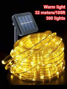 Luces de cadena LED solares impermeables, luces de tubo y cuerda, guirnalda navideña, luces de hadas, iluminación decorativa para exteriores y días festivos - Multicolor - Ver 20