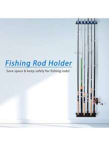 MMSZHL Soporte Horizontal para Cañas de Pescar, Estante de Almacenamiento Negro para 6 Cañas con Protección de Espuma EVA, para Cochera, Barcos y Actividades de Pesca - Azul - Ver 12