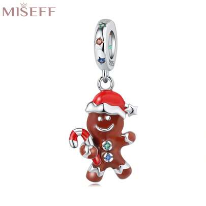 1 pezzo Autentico Ciondolo Biscotto di Natale in Argento Sterling 925 per Bracciale Originale, Collana, Creazione di Gioielli Fai-da-Te, Decorazione di Gioielli, Regalo di Natale