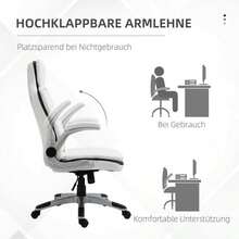 Ergonomischer Bürostuhl mit klappbare Armlehnen, Höhenverstellbarer Schreibtischstuhl mit Wippfunktion, dick gepolsterter Stuhl mit verstellbare gepolsterte Armlehne 69 x 67 x 113-121 cm-XY120564