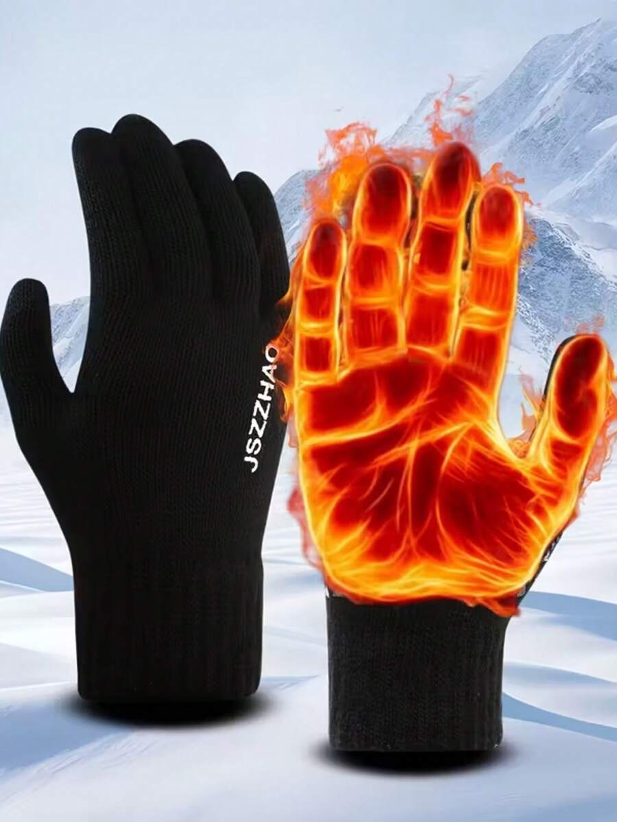 男女通用户外保暖羊毛手套，防风跑步运动触屏手套，适合健身、摄影、骑行、秋冬