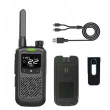 宝峰 BF-T17 对讲机，UHF 频段，USB-C 迷你户外双向无线电 - 黑色 - 查看 3