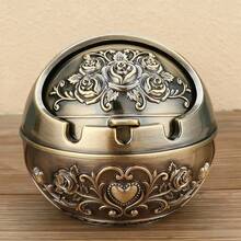 Integrated Retro Ashtray With Lid, Prevents Odor, Space-Saving, Easy To Clean, Retro Metal Decoration, Personalized Outdoor And Indoor Ashtray, Can Be Used Indoor And Outdoor, Suitable Home Bars,, Home Bar Decoration, Accessories, Fashion Accessories, Retro Ashtray, High-Quality Metal, Metal Ashtray, Space-Saving Tray, Decorative Ashtray, Smoker, Outdoor Enthusiasts - Copper Rose - View 5