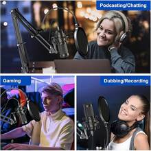 Aokeo USB Computer Microphone, Noise-Cancelling Recording Desktop Mic For PC/Laptop For Online Chatting, Home Studio, Podcasting, Gaming, ,  With Mute Function(Windows/) - Ak-60 - View 8