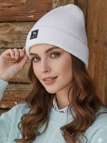 CAMEL CROWN 驼色针织帽，百搭保暖，四季皆宜，月牙形，防风，大号头围，白色羊毛帽，保暖帽