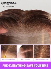 MEGALOOK 6"X5" Lace Front Wig, Ombre Brown Wavy Curly, 100% Human Hair - Pre-Plucked & Trimmed Lace, Easy To Wear, Invisible Knots, Transparent Lace, Natural Hairline, No Glue Needed, Golden Wavy Curls - No Glue, Beginner Friendly, Durable & Long-Lasting, Lightweight Cap - Trendy Color - View 8