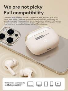 Lenovo LE221 Minimalist Wireless Earphones With Passive Noise Cancellation, HIFI Sound Quality, High-Definition Calls, Noise Cancellation With Microphone, Low Latency, Long Battery Life, Suitable For Gaming, Music, Sports, Compatible With Smartphones And Computers - 粉色 - 查看 8