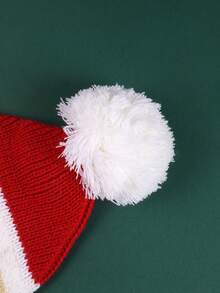 1pc Baby Christmas Hat, Warm Knitted Hat For Autumn/Winter, Cartoon Pattern, Holiday Gift Hat - Multicolor - View 5