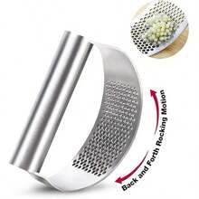 1pc Stainless Steel Garlic Press And Manual Fruit And Vegetable Masher, Easy To Use And Clean. Ideal For Chopping And Pressing Garlic, Fruits, And Vegetables. Perfect For Home Kitchens, RV Kitchens, And Restaurants. - bạc - Xem 9