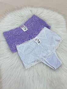 Kit 2 Calcinha Íris Tala Alta Algodão e Renda Forrada Comprime a Barriga Modeladora - VARIADAS - Visão 6