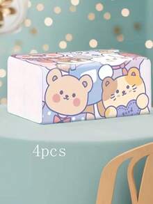 4 Packs Cartoon Cute Tissue Paper, Bulk Student Facial Tissues, Practical Household Napkins For Graduation Party, Halloween, Christmas, Camping, Outdoor, Office, Kitchen, Bathroom, Home, School, Dorm, Suitable For Men And Women - Cute Tissues - View 4