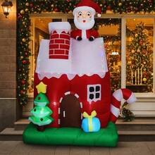 Casa Papai Noel Inflavel 2,10 Metros Decoração Natal Gigante - Vermelho - Visão 4