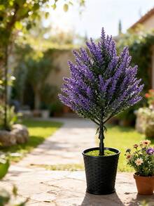 1 Artificial Lavender Plant, Artificial Flower, Ground Insert Type, No Flowerpot, All-Season Home Decoration, Indoor Decoration, Outdoor Courtyard Decoration, Garden Potted Plant, Flower Arrangement, Landscape Beautification.
