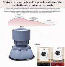 EstiloBCBCKEY4Pcs Patas Lavadora Antivibracion, Universal Antivibracion Lavadora, 10-12cm Ajustable Soporte Lavadora Secadora, Antivibración, Antideslizantes, Cancelación de Ruido (Gris)Versión mejorada - Gris - Ver 6
