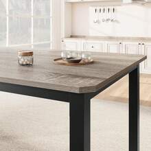 Mesa de Comedor Industrial 78" para 6-8 Personas, Mesa de Cocina de Madera con Estructura Metálica Resistente y Acabado Café Rústico, Ideal para Sala o Comedor - Gris - Ver 5