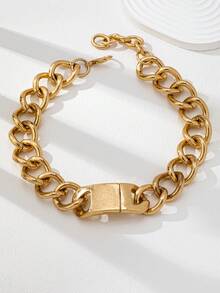 1 chiếc vòng cổ choker bản to màu vàng đồng dành cho nữ, có khóa nam châm. - Vàng - Xem 4