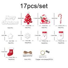 圣诞彩灯背景墙派对装饰圣诞树圣诞快乐字母主题许愿袜珍珠绒球挂饰横幅套装 - 彩色 - 查看 3