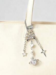 1pc Silver Alloy Star & Heart Wallet Charm, Bag Accessory, Wallet Decor, Women's Fashion Accessory, Minimalist Style Suitable For Outings, Gift For Girlfriend, Birthday, Christmas