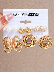 10/22/44/46pcs Fashionable & Elegant Butterfly, Heart, Rhinestone & Faux Pearl Geometric Design Earring Set For Women, Suitable For Vacation, Date, Party, Christmas, Birthday, Daily Wear