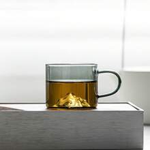 مجموعة أكواب زجاجية شفافة للاستمتاع بمشاهدة الجبال، أكواب شاي داخلية من الزجاج البورسليكاتي عالي الجودة، زجاج شفاف مع مقبض لتذوق الشاي الكونغ فو، أكواب شاي، أكواب قهوة، أكواب عصير