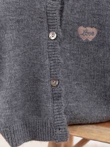 1 pieza Chaqueta de punto para niñas, suéter gris lindo para niños pequeños, otoño/invierno - Gris - Ver 4