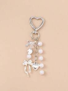 1pc Unisex Faux Pearl Bow Keychain Pendant, Beach Series Friends, Chain Accessory - 多色 4 - 查看 1