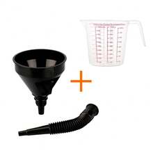 Flexible Plastic Accordion Funnel Kit For Fuel Oil + 1 Liter Measuring Jug With Handle - Funnel + Jar - View 3