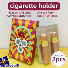 Wthen 2 piezas/Caja Filtros de cigarrillo con sabor a fruta, desodoriza, refresca el aliento, esencial para el hogar, fiestas, citas, regalo, portátil, accesorio de fumar asequible, alternativa al cigarrillo electrónico, decoración de habitaciones - Multicolor - Ver 2