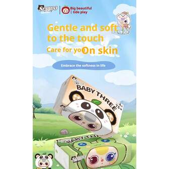 4-Ply 76 Sheets Large Size 155mm*175mm Embossed Facial Tissues, Cute IP Collaboration Print, Soft & Skin-Friendly, Suitable For Daily Home, Campus, Dining Use