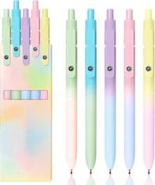 5 Pcs 0.7mm Black Gel Pens – Smooth  Fine Tip, Quick-Dry Ink, Smooth Writing Pens Aesthetic Gradient Design | Must-Have Study Tools For Back To School Gifts For Girly Nursing Teacher Women - D - View 2