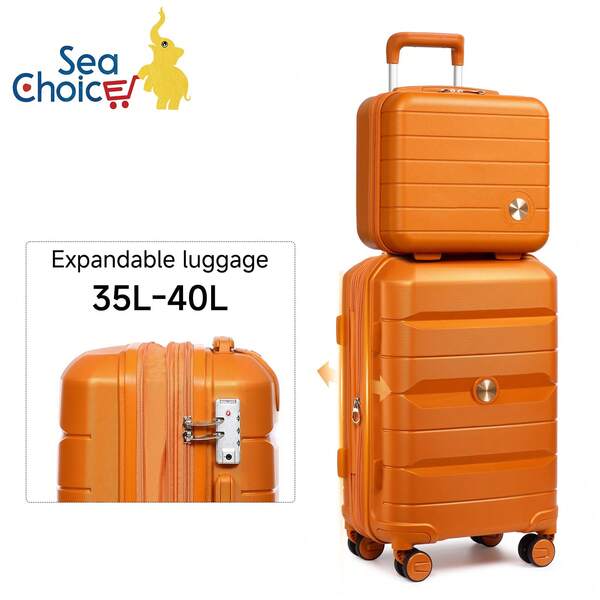 Juego de maletas con trolley de Sea Choice, set de 2 maletas con estuche de belleza, 100% polipropileno, maleta de viaje de carcasa rígida y con ruedas