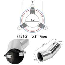 Car Stainless Steel Exhaust Tips Fit 1.5 To 2 Inch Car Exhaust Pipe Modification Tail Throat Tail Pipe Steel Exhaust Tips Tailpipe Black - 鉻合金 - 查看 2