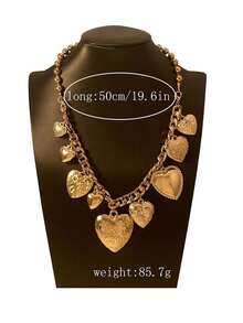 1 Set Punk Retro Minimalist 3D Heart Pendant Necklace & Bracelet, Casual Street Style For Women