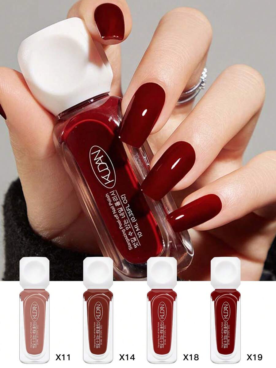 4PCS/Set 10ml Water-Based Red Nail Polish Glitter Color Peel Off Long Lasting Quick Drying No Need Of Lamp To Cure Nail Supplies Varnish For Nails Manicure