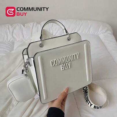 1 pc bolsa de cosméticos bolsas para dama Bolso de hombro para mujer de nueva colección y diseño moderno, bolso de mano con estampado de letras trendy, bolso bandolera minimalista para uso cotidiano  Bolsa de cosméticos portátil