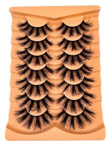 7 Pairs 3D Cartoon Eyelashes, Natural Looking Fluffy & Thick Eyelashes, D Curl Russian Volume Reusable Dramatic False Eyelashes, Suitable For Beginners