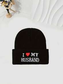 街頭風格圖案針織帽，純色休閒骷髏帽，輕盈針織帽，適用於女性男性秋冬季戴。 - 黑色 - 查看 3