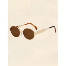 Women's Oval Fashion  - Metal Frame Sun Glasses For Daily Wear, Beach Holiday Accessory Gift - màu đen - Xem 2