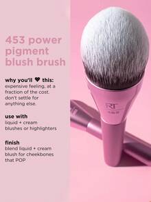 Cọ trang điểm má hồng Real Techniques Power Pigment, cọ má dành cho phấn má dạng lỏng và kem, lông tổng hợp dày, hình dạng nhọn độc đáo giúp tán phấn chính xác, thuần chay và không thử nghiệm trên động vật. - Hồng - Xem 3