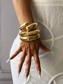 Bộ 3/2/1 vòng tay sang trọng, vòng tay vàng, vòng tay bản rộng, vòng tay dày, bộ vòng tay, vòng tay bản rộng, vòng tay vàng ngoại cỡ phong cách độc đáo thời trang - Vàng - Xem 15