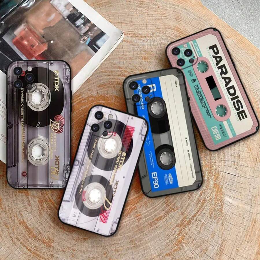 Custodia per telefono in silicone con cassetta magnetica radio compatibile con Apple 15, 14, 16, 13, 12, 11 Pro Max Mini 8 7 XS XR SE, antiurto - compatibile con custodia per iPhone 17, custodia per iPhone 17 Pro, custodia per iPhone 17 Pro Max