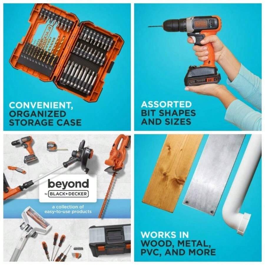 By BLACK+DECKER Drill Bit Set/ Screwdriver Bit Set, 46 - Piece BDA46SDDDAEV - Tua vít - Xem 1