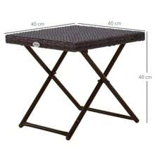 Outsunny Garden Table Side Table Flower Stand Foldable 40x40x40 Cm Polyrattan Metal Brown For Garden Furniture & Terrace