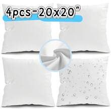 Tomnk Set Of 4/6 White Square Throw Pillows, Couch Pillow, Soft Polyester Fabric, Plush Texture, Ideal For Bed & Couch, Adds Comfort & Modern Style, Decorative Accent Cushions - trắng - Xem 11