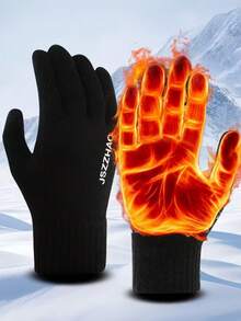 男女通用户外保暖羊毛手套，防风跑步运动触屏手套，适合健身、摄影、骑行、秋冬